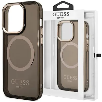 Produktbild von Guess GUHMP13XHTCMK iPhone 13 Pro Max 6,7" schwarz hard case Gold Outline Translucent MagSafe Schutzhülle