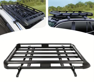Zdjęcie produktu dla Bagażnik dachowy SUV - Dachowy bagażnik - Kosz na bagaż - Pojemnik na bagaż - Czarny - Regulowany, 100-135 cm