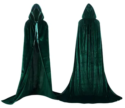 Produktbild von Labellevie Umhang mit Kapuze Lange SAMT Cape Vampir Kostüm Halloween Erwachsener Uni- Gr. X-Large, Grün
