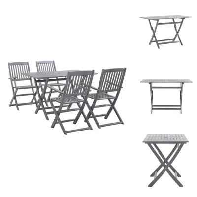 Produktbild von vidaXL 5-tlg. Garten-Essgruppe Massivholz Akazie Grau -  Gartenmöbel-Sets
