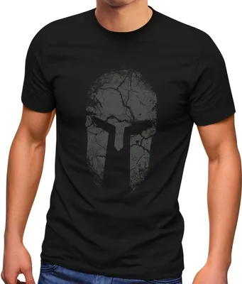 Produktbild von Herren T-Shirt Aufdruck Sparta Helm Spartan Warrior Fashion Streetstyle Neverless® schwarz L