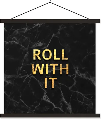 Produktbild von MuchoWow® Textilposter Zitate - Motivation - Gold - Marmor 90x90 cm mit schwarzem Rahmen - Magnetisches