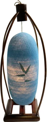Produktbild von Fine Asianliving Tischlampe Bambus und Baumwollfaden Handgefertigt Blau D22xH64cm