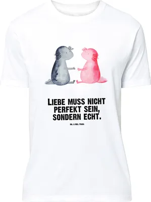 Produktbild von Mr. & Mrs. Panda Größe L T-Shirt Axolotl Liebe - Weiß - Geschenk, Tshirt, Valentinstag, Paar, Lurch, mit Spruch, Shirt