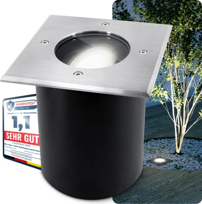 Produktbild von SSC-LUXon JUAVI LED Bodenstrahler schwenkbar quadratisch IP67 - mit GU10 7W dimmbar neutralweiß 230V - Boden Einbauleuchte befahrbar