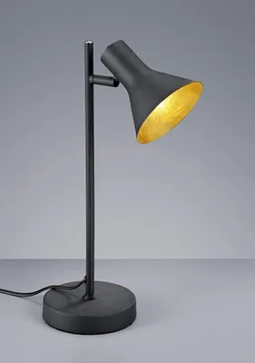 Produktbild von LED Tischleuchte im Retro Look aus Metall in Schwarz/Gold Spot dreh+schwenkbar