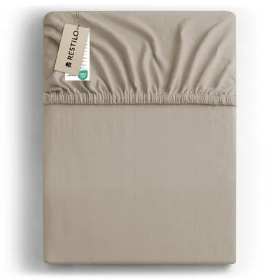 Produktbild von Spannbettlaken 100% Baumwolle Schlafzimmer Bettlacken Betttuch 220-240x220 Cappuccino