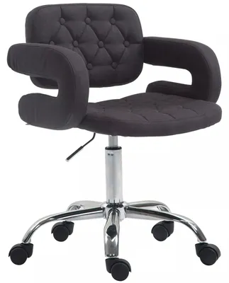 Produktbild von In And OutdoorMatch r Arbeitshocker Cleora - Dunkelgrau - Auf Rollen - Bürostuhl - Mit Rückenlehne - Höhenverstellbar 45 - 57 cm - Stoff