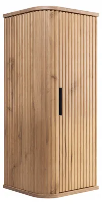 Zdjęcie produktu dla Półsłupek Łazienkowy Szafka Wisząca 79 Cm Dąb Ryflowane Fronty Mdf Elesan