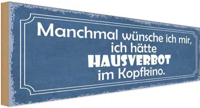 Produktbild von vianmo Holzschild 10x27 cm Wünsche Hausverbot im Kopfkino Dekoration