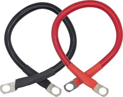 Imagen del producto de Cable de alimentación para batería, sección de 25 mm², longitud de 0,3 metros, calibre 4 AWG, juego de cables de conexión a tierra para batería, color rojo y