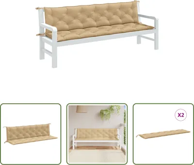Produktbild von The Living Store Gartenbank-Auflagen 2 Stk. Melange Beige 200x50x7 cm Stoff