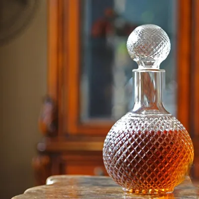 Glaskaraffe 1000 ml mit Deckel, Kristallschliff, Dekanter