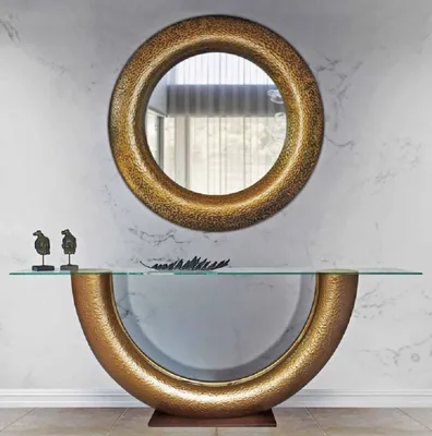 Produktbild von Casa Padrino Luxus Möbel Set Gold / Dunkelbraun - Konsolentisch mit Wandspiegel - Wohnzimmer Möbel - Hotel Möbel - Luxus Kollektion