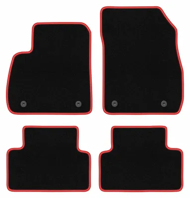 Produktbild von Velours-Fußmatten für Opel Zafira C 2012-2018 (Minivan) – 4-tlg, Schwarz/Rot, passgenau – Wielganizator CARLUX