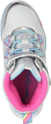 A top-down view of a child's sneaker.
