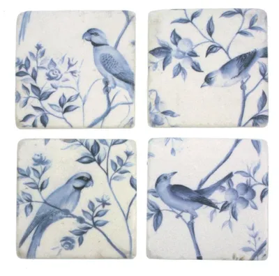 Obrázok produktu pre Meander, podložka pod poháre, modrá/biela, balenie 4 ks, 9,8 x 0,7 x 9,8 cm