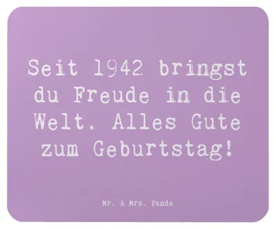 Produktbild von Mr. & Mrs. Panda Mouse Pad Spruch 1942 Geburtstag Freude - Lavendeltraum - Geschenk, Mauspad, Geburtstagsgeschenk, Geboren am, Lächeln und Lebensfreude, pc mausunterlage