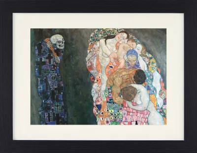 Obrázok produktu pre Gustav Klimt Zarámovaný obraz s jemným paspartovaním | Obrazy na stenu | V ráme - Smrť a život 1915 (30 x 40 cm)