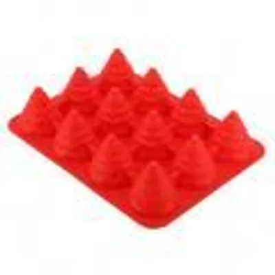 Produktbild von 12 Löcher DIY Weihnachtsbaum Silikonform Kuchenform für Mousse Schokolade Muffin Backen ToolRot