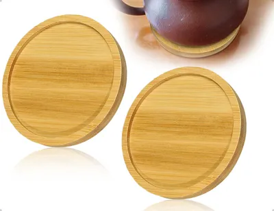 2 runde Kerzenuntersetzer aus Holz, 9,5 cm, braun