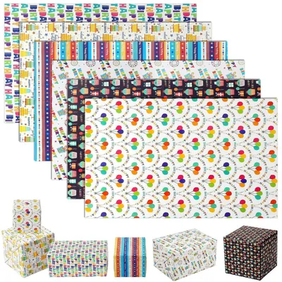 Produktbild von Geschenkpapier Set Geburtstag 6 Stück 50x70 cm Bunt Papier