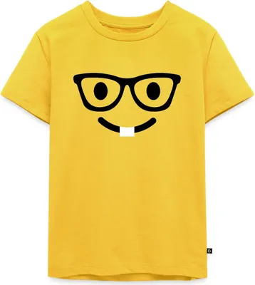 Produktbild von Spreadshirt Emoticon Schlauberger Kostüm Karneval Gruppenkostüm Kinder Premium T-Shirt, 134/140 (8 Jahre), Sonnengelb