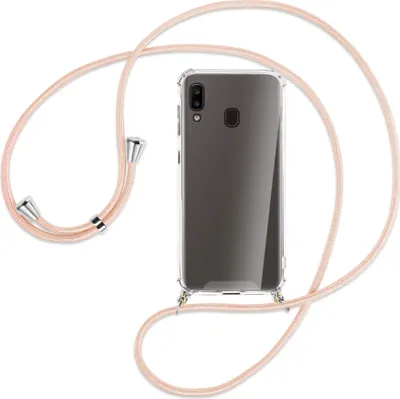 Produktbild von Handykette Backcover-Schutzhülle mit Band (Metall silberfarben) für Samsung Galaxy A20e - rose peach