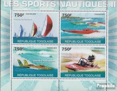 Produktbild von Briefmarken Togo 2010 Mi 3663-3666 Kleinbogen (kompl.Ausg.) postfrisch Wasserfahrtsport