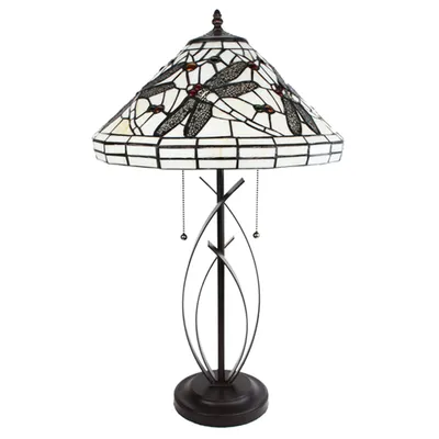 Produktbild von Clayre & Eef Tiffany Tischlampe Ø 41x69 cm Beige Schwarz Glas Libelle