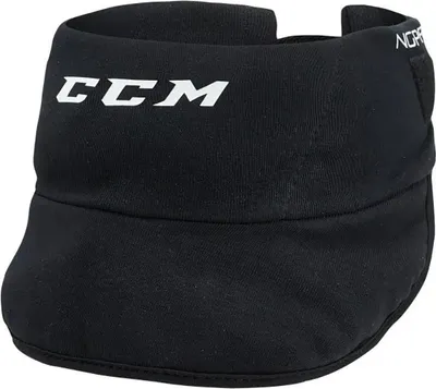 A black CCM PRO neck guard for seniors.