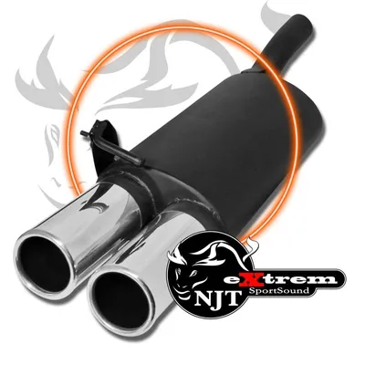 Produktbild von Sportauspuff Auspuff Edelstahl Endschalldämpfer 2x90 rund Audi A3 8L VW Golf 4 Beetle Seat Leon 1M