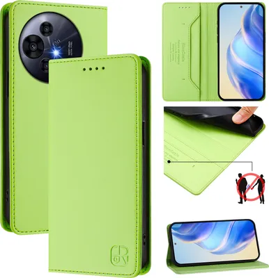 Produktbild von Lederhülle für TCL 50 Pro NxtPaper Hülle Flip Brieftasche Kartenfächern Ständer Schutzhülle Grün