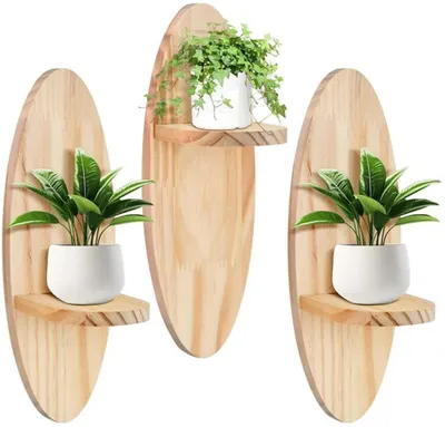 Image de Lot Azomor de 3 étagères murales en bois pour la décoration de toutes les pièces