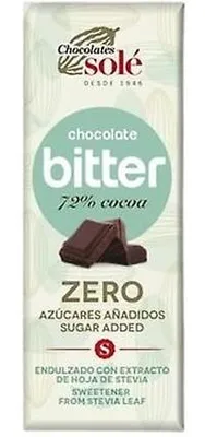 Produktbild von Bitterschokolade 72% Kakao ohne Zuckerzusatz mit Stevia 25 g