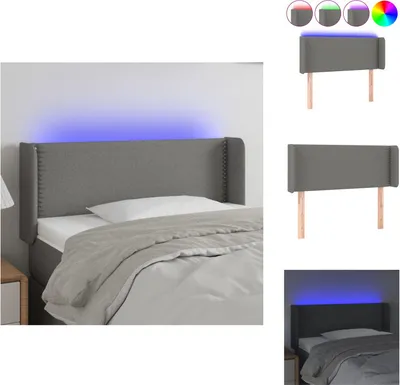 Produktbild von vidaXL LED Kopfteil Dunkelgrau 103x16x78/88 cm Stoff -  Kopf- & Fußenden