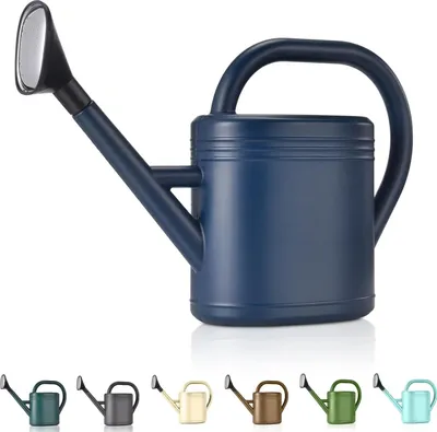 Produktbild von Gießkanne, 1 Gallone, für Zimmerpflanzen, Garten, Außenpflanzen, Hausblumen, Gallone, großer langer Ausguss mit Sprinklerkopf (blau)