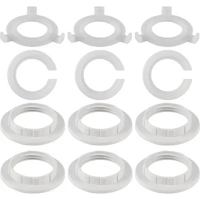 Zdjęcie produktu dla Adapter pierścień do klosza lampy E14 E27 tworzywo ABS 12 szt.