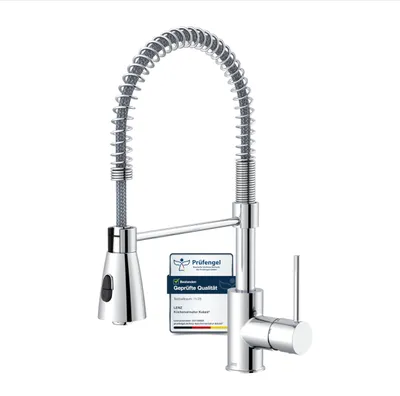 Küchenarmatur mit Pendelbrause, 360° drehbar, Chrom