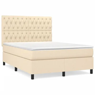 Produktbild von Boxspringbett mit Matratze Creme 140x190 cm Stoff
