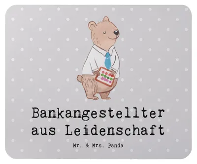 Produktbild von Mr. & Mrs. Panda Mauspad Bankangestellter Leidenschaft - Grau Pastell - Geschenk, Bänker, pc mausunterlage, Mouse Pad, laptop mousepad, Spruch, Lustig, Beruf