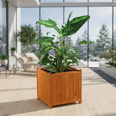 Produktbild von Mucola Blumentopf Blumenkasten eckig Blumenständer Pflanztrog Holz Pflanzkübel Pflanztopf Blumenkübel Übertopf - 50 cm