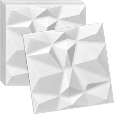 Zdjęcie produktu dla Verdico | Panel ścienny 3D z polistyrenu - 50x50 cm - Biały - 8 sztuk - Nowoczesny design - Łatwy montaż, panele ścienne i sufitowe