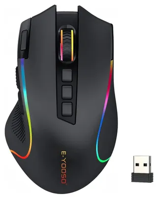 Produktbild von Gaming Maus kabellos RGB Wiederaufladbare 9 Programmierbare Tasten Langer Stunden Akkulaufzeit Ergonomische Optische PC Mouse