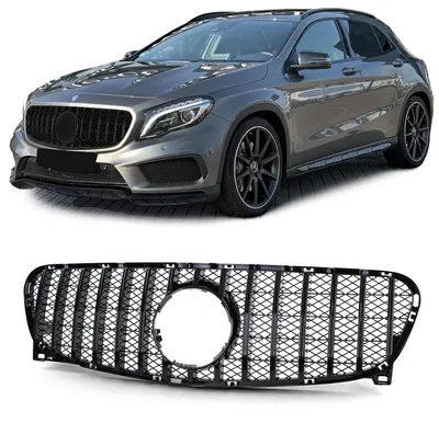 Sport Kühlergrill Schwarz Glanz passt für Mercedes GLA X156 2013-2016 – Produktansicht