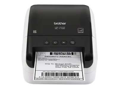 Obrázok produktu pre Brother QL-1100, DK, Priame teplo, 300 x 300 DPI, 69 mm/s, Kábel, Čierna, Biela