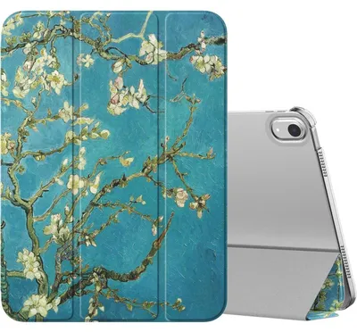 Produktbild von Hülle für iPad 10. Generation 10,9 Zoll 2022, Kunstleder, Auto Schlaf/Aufwach, Transluzente PC Rückseite, Aprikose Blume