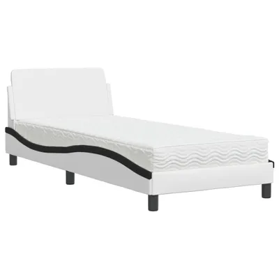 Produktbild von Bett mit Matratze "Dover" Weiß und Schwarz 90x200 cm Kunstleder