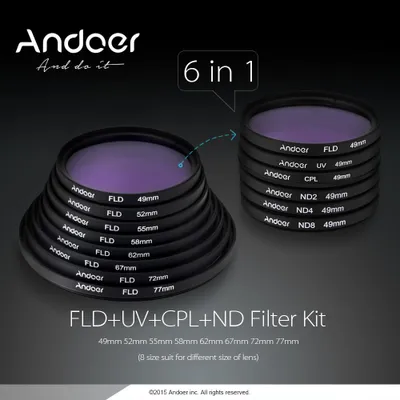 Produktbild von 67 mm UV+CPL+FLD+ND (ND2 ND4 ND8) Fotografie-Filterset-Set, ultraviolett, zirkularpolarisierend, fluoreszierend, neutrale Dichte für DSLRs