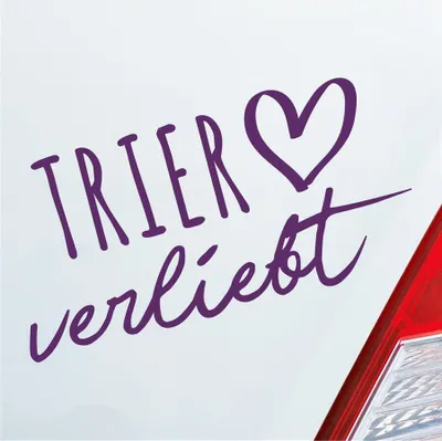 Produktbild von Auto Aufkleber Trier verliebt Herz Stadt Heimat Liebe Car 19x10 cm Lila Sticker Heckscheibenaufkleber
